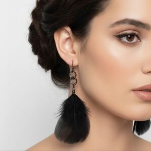 Claire's Black Feather Dangle Earrings